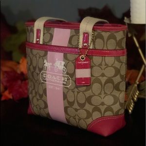 ⛔️SOLD⛔️‼️‼️COACH Heritage Stripe Pink Tote🎀